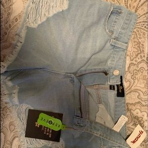 super cute indigo rain high rise demin shorts